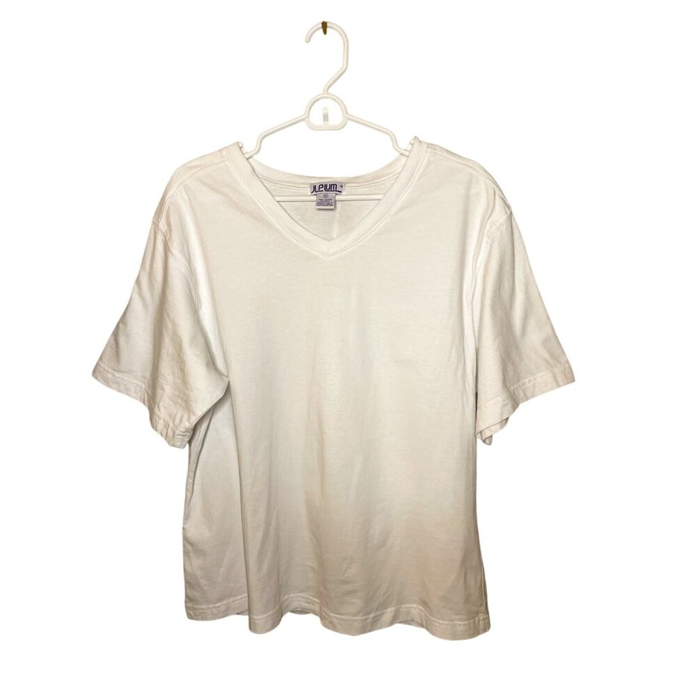 Vintage 80s 90s Women's 1X JL Plum White T-Shirt